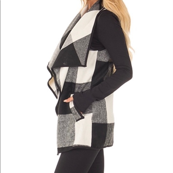 Plaid Open Front Vest - Picture 2 of 3